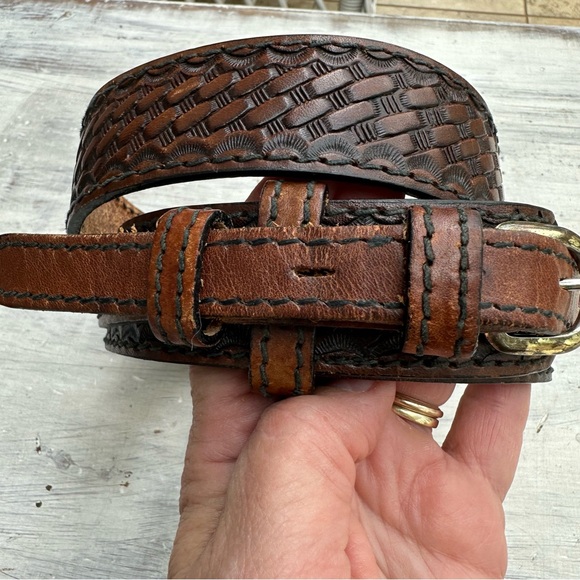Leather Stamped Western Belt 33”-37” - Picture 5 of 6